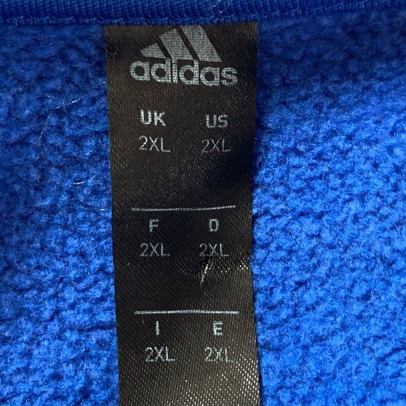 Adidas Big Logo Hooded Sweatshirt Royal Blue Pullover Heavy Warm Size 2XL - Picture 12 of 13